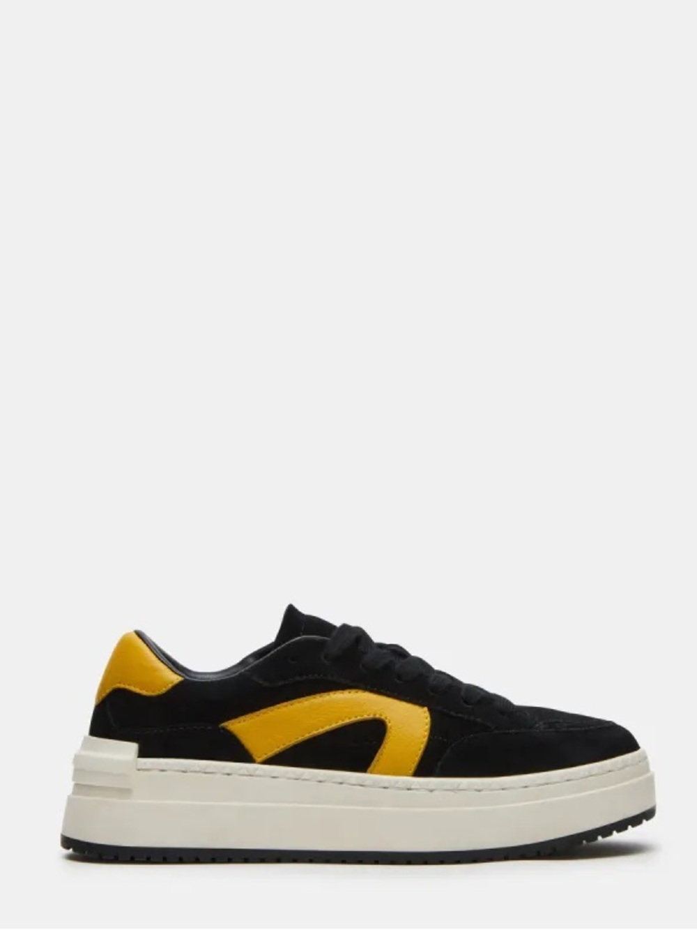 Steve Madden Kickflip Platform Sneakers Black Suede Yellow Size 9.5